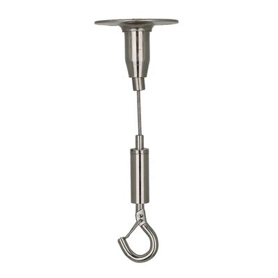 نظام تعليق كابل قابل للتوسيع والتلسكوبي بخطاف قابل للسحب من الفولاذ المقاوم للصدأ مع خطاف زنبركي للاستخدام في الإضاءة الصناعية