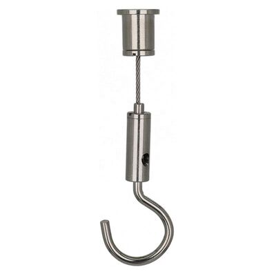 نظام تعليق كابل قابل للتوسيع والتلسكوبي بخطاف قابل للسحب من الفولاذ المقاوم للصدأ مع خطاف زنبركي للاستخدام في الإضاءة الصناعية