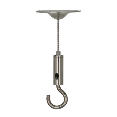 نظام تعليق كابل قابل للتوسيع والتلسكوبي بخطاف قابل للسحب من الفولاذ المقاوم للصدأ مع خطاف زنبركي للاستخدام في الإضاءة الصناعية