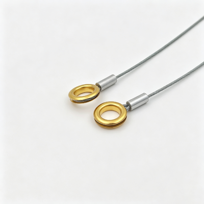 Custom Heavy Duty  Steel Wire Rope Assembly Golden Single Swaged Terminal Secure Cable for Industrial Safety Application