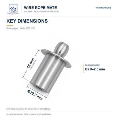 Brass Pull-to-Release Cable Gripper for 2.0-2.5 mm Wire Rope with Chrome Finish