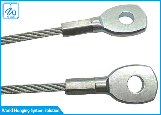 زنبرك تمديد بقوة شد عالية كابل أمان 4 مم حبل سلكي من الفولاذ المقاوم للصدأ مع طرف عروة