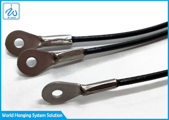 Black PVC Coated / Plastic Coated Stainless Steel Wire Rope By Double - End Eyes