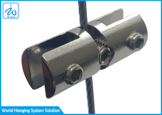 نظام تعليق الكابلات الفني لتصميم العرض المخصص مشبك جانبي زجاجي فضي