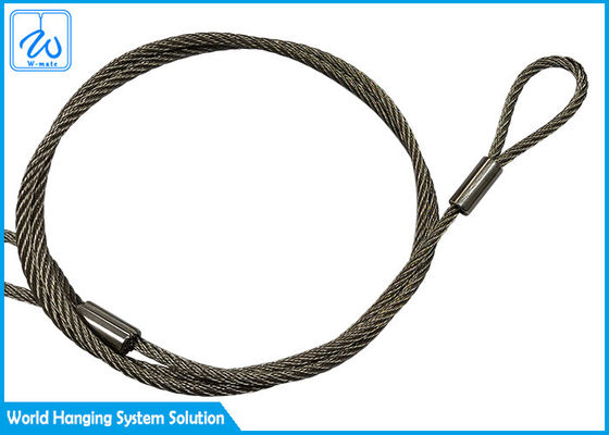 Soft Eye Steel Wire Rope Sling Rubber Coated For Led Theatre Spotlights