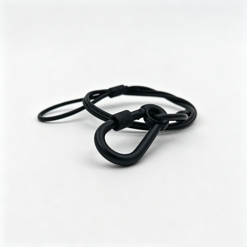 Black  Medium Duty Stainless Steel Safety Cable Electroplated Carabiner Spring Hook for Stage Light Fixture Security Protection